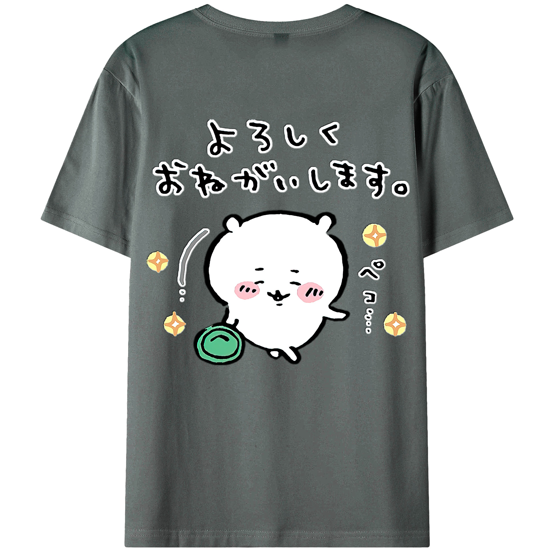 （画像用） ちいかわ ちいかわ Chii-kawa chiikawa 綿100％ メンズ半袖Tシャツ（バックプリント） 通気性